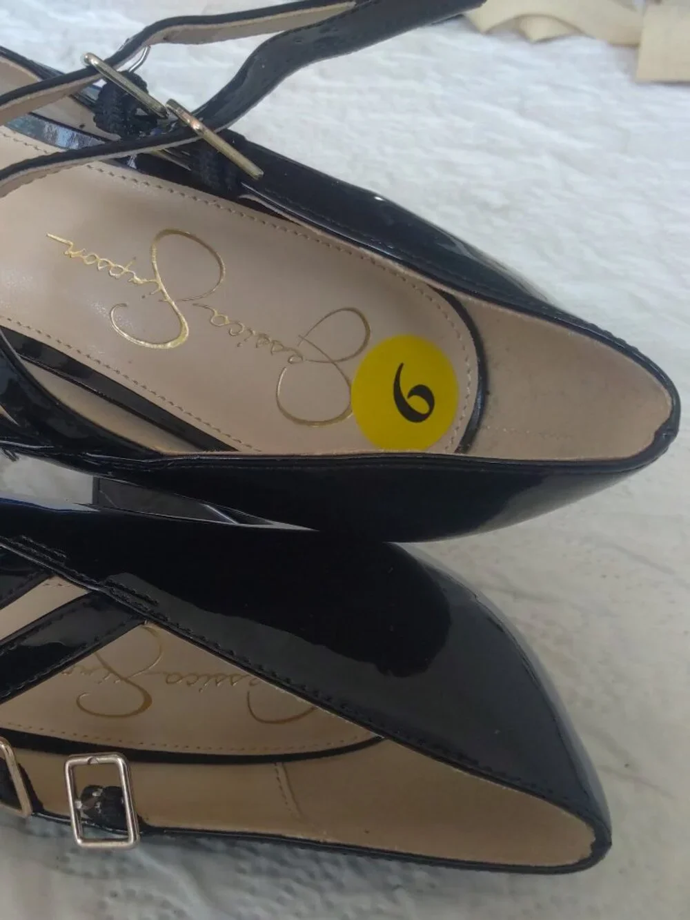 Jessica Simpson black patent leather double strap Mary Jane pumps size 9  $30